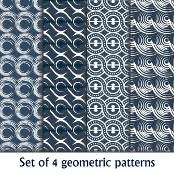 Set of four simple geometric patterns. Endless textures for background Stock Illustration