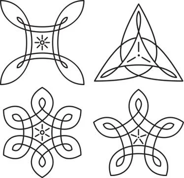 Set of four simple but stylish outlined elements for your design, logo or emb Stock Illustration