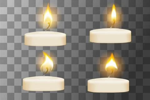 Set of four small candles vector illustration isolated on transparent backg.. Stock Illustration
