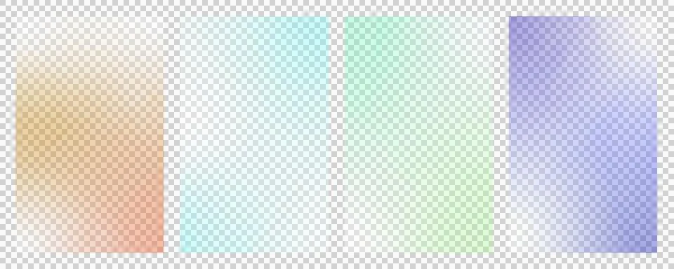 Set of four soft pastel gradient rectangular shapes isolated on white background 库存插图