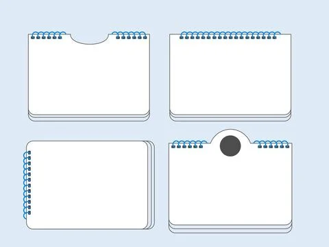 Set of Four Spiral Notebook Mockups with Different Designs Stock Illustration
