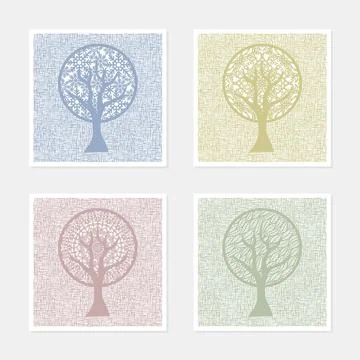 Set of four square abstract paintings.  Stock Illustration