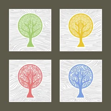 Set of four square abstract posters.  Stock Illustration