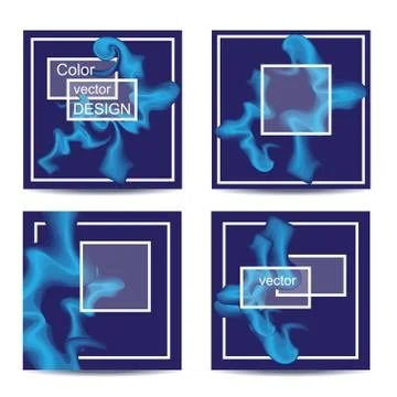 Set of four square cards. Abstract banners with frames Stock Illustration