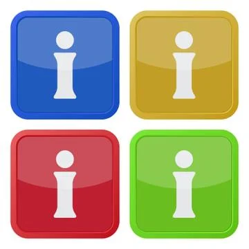 Set of four square icons with information symbol Stock Illustration