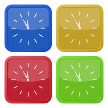 Set of four square icons with last minute clock Stock Illustration