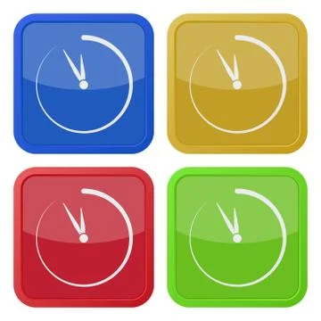 Set of four square icons with last minute clock Stock Illustration