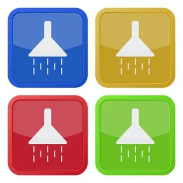 Set of four square icons with shower Stock Illustration
