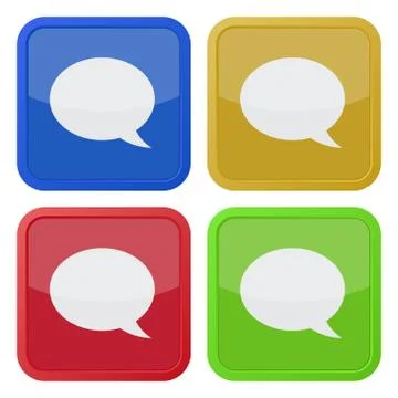 Set of four square icons with speech bubbles Stock Illustration