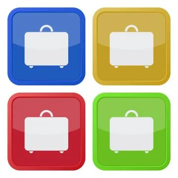 Set of four square icons with suitcase Stock Illustration