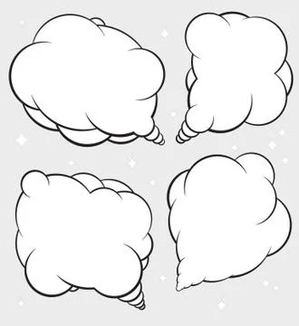 Set of four talking bubbles with white fill. Stock Illustration