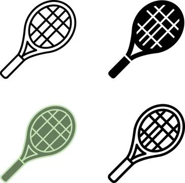 Set of Four Tennis Rackets in Different Styles and Colors Stock Illustration