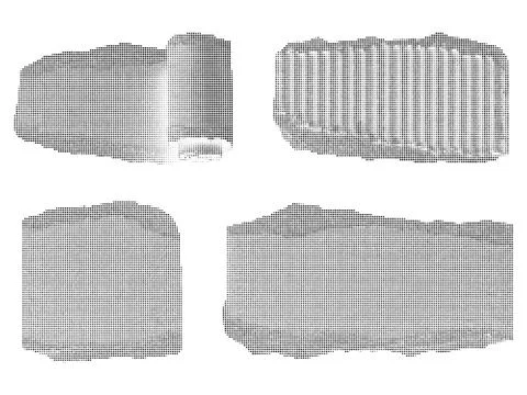 Set of four textured halftone torn paper edges on white background for crea.. Stock Illustration