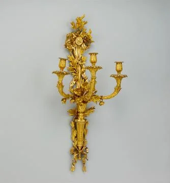 Set of four three-light wall brackets ca. 1785 French Functional and exceed.. Stock Photos
