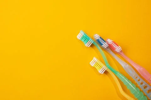 Set of four toothbrushs Stock Photos