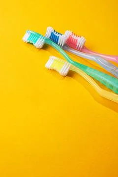 Set of four toothbrushs Stock Photos