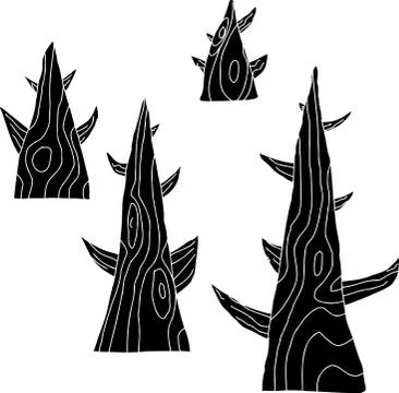 Set of four trees in black Stock Illustration