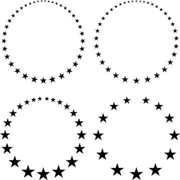 Set of four unusual vector round frames made from little different sized star Illustrazione stock