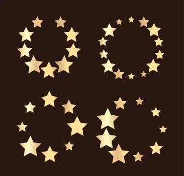 Set of four unusual vector round frames made from little different sized star 스톡 일러스트