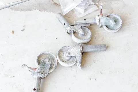 Set of four used lateral wheels . Stock Photos