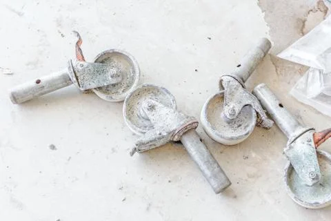 Set of four used lateral wheels . Stock Photos