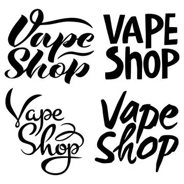 Set of four Vape shop vector labels Stock Illustration
