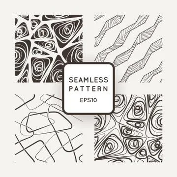 Set of four vector abstract seamless patterns Stock Illustration