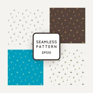 Set of four vector abstract seamless patterns of twigs painted by hand イラスト素材