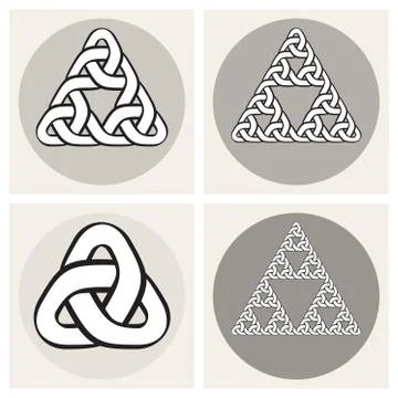 Set Of Four Vector Celtic Interweaving Line Triangle Knots Design Elements Stock Illustration