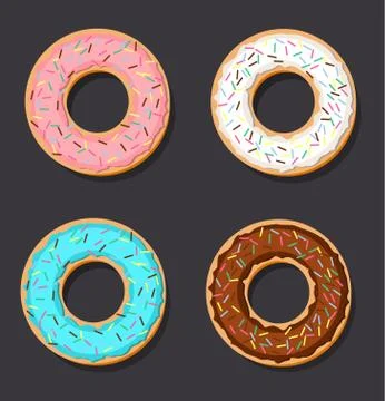 Set of four vector donuts Stock Illustration