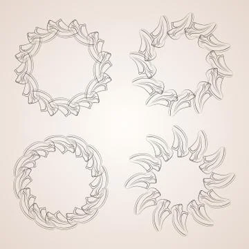 Set of four vector frames of sports shoes Stock Illustration