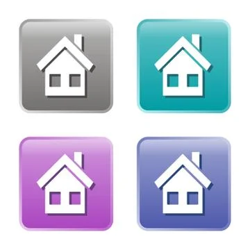 Set of four vector home icons - colorful web buttons Stock Illustration