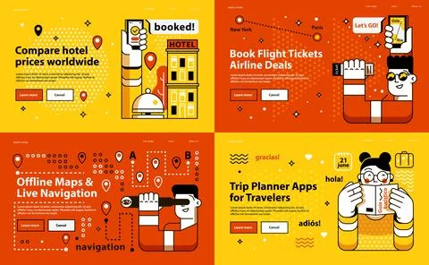 Set of four vector illustration. Stock Illustration