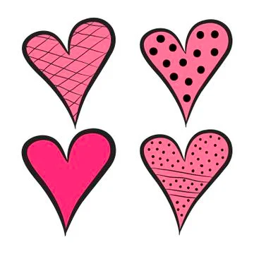 Set of four Vector isolated Hearts. Stock Illustration