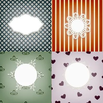 Set of four vector lacy napkins on retro seamless  patterns, can be used sepa Illustrazione stock