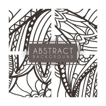 Set of four vector monochrome intricate patterns. Doodle. Zentangle Stock Illustration
