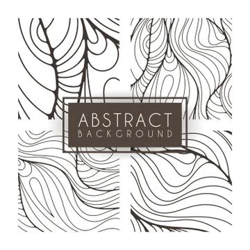 Set of four vector monochrome intricate patterns. Doodle. Zentangle Stock Illustration