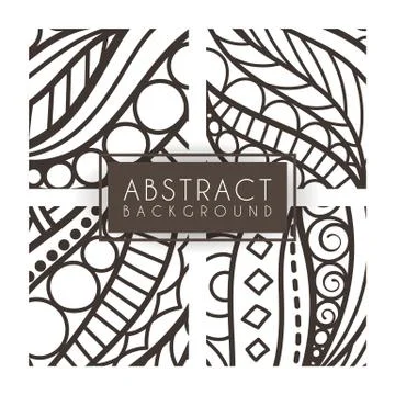 Set of four vector monochrome intricate patterns. Doodle. Zentangle Stock Illustration