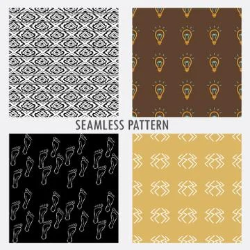 Set of four vector patterns Stock Illustration