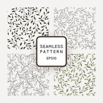 A set of four vector patterns from leaves and twigs Stock Illustration