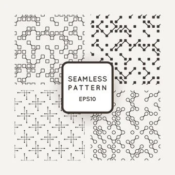 A set of four vector patterns in monochrome Illustrazione stock