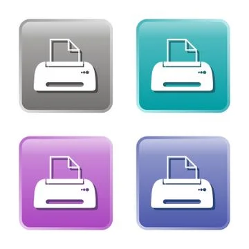 Set of four vector printer icons - colorful web buttons Illustration