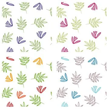Set of Four Vector Seamless color Floral Patterns. Stock Illustration