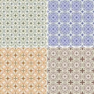 Set with four vector seamless floral spring patterns Stock Illustration