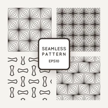 A set of four vector seamless floral and geometric patterns. Japanese style.  Illustrazione stock