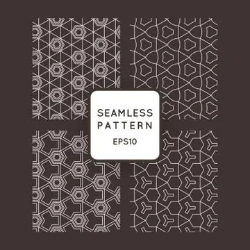 A set of four vector seamless floral and geometric patterns. Japanese style.  스톡 일러스트
