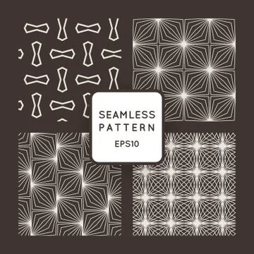A set of four vector seamless floral and geometric patterns. Japanese style.  Illustrazione stock