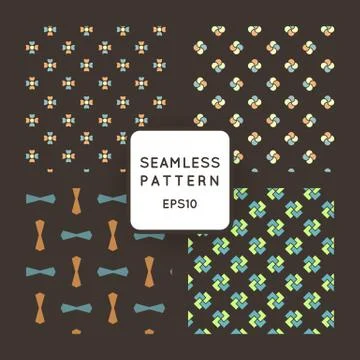 A set of four vector seamless floral and geometric patterns. Japanese style.  Illustrazione stock