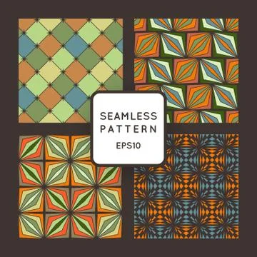 A set of four vector seamless floral and geometric patterns. Japanese style.  Illustrazione stock