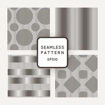 A set of four vector seamless pattern of parallel lines of varying thickness Illustrazione stock